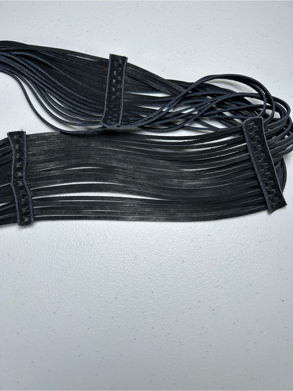 Vintage Newport News Black Leather Multi Strand Statement Belt Large Y2K Glam - Picture 6 of 7
